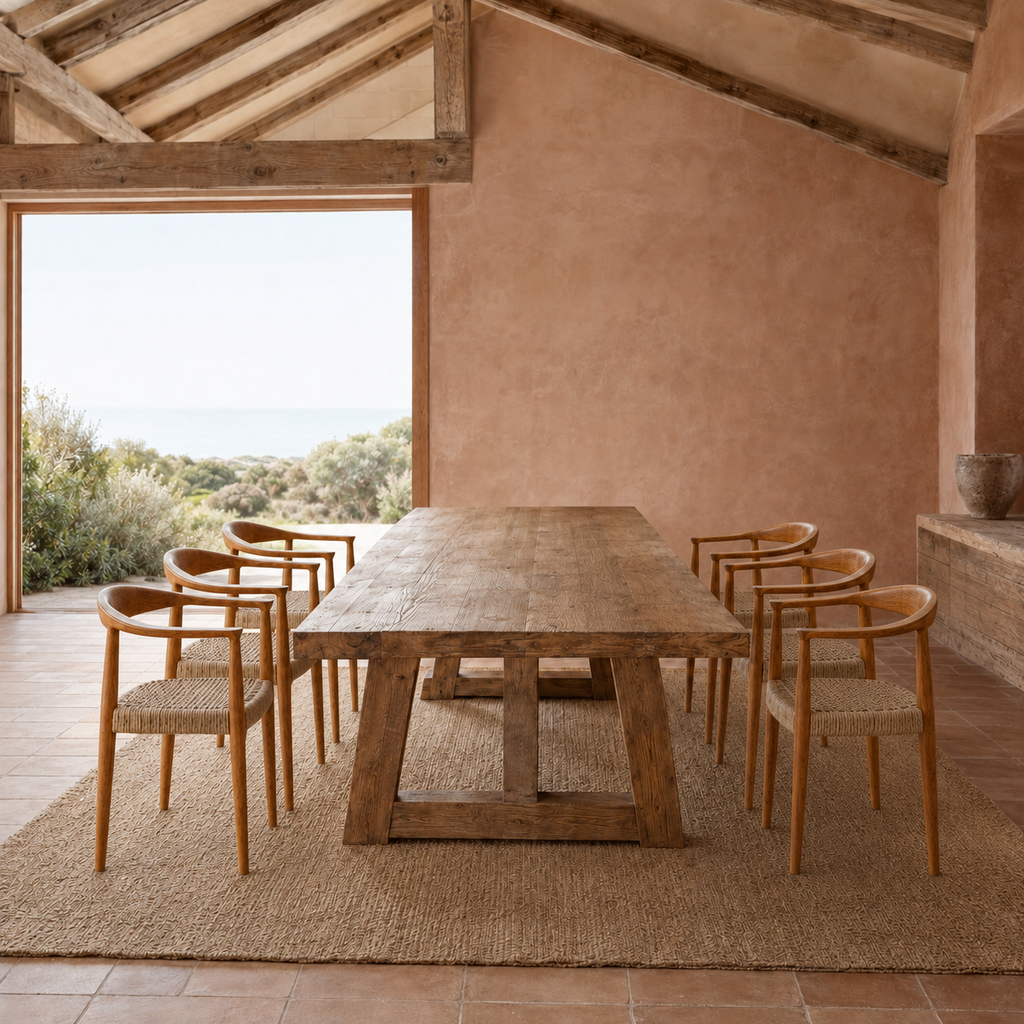 Wren Braided Rope Dining Chair styled in a Mediterranean-inspired dining room